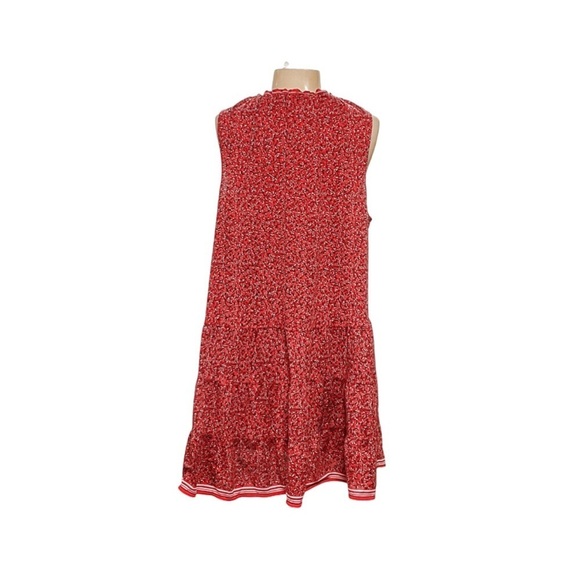 Max Studio Red Floral Print Tiered Sleeveless Flowy Tiered Shift Sundress Size 8 - Picture 3 of 16